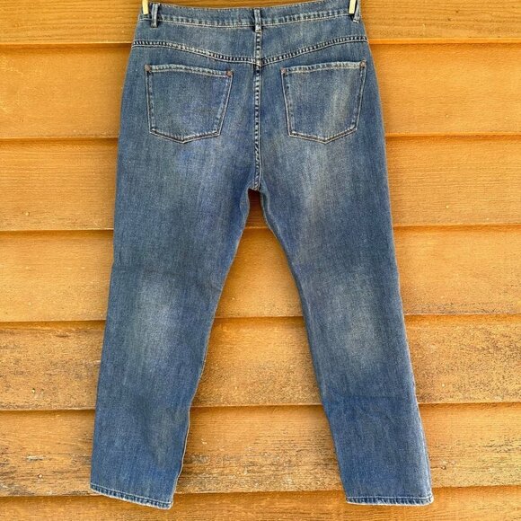 Free People Blue Denim Straight Cropped Boyfriend Style Jeans Size 30 - Picture 9 of 13